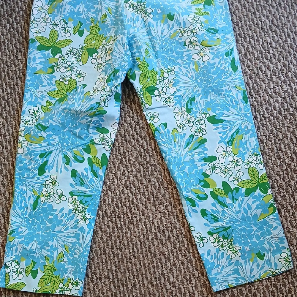 Lilly Pulitzer Blue and Green Tropical Pants Inseam 25 Length 35 - Picture 7 of 7